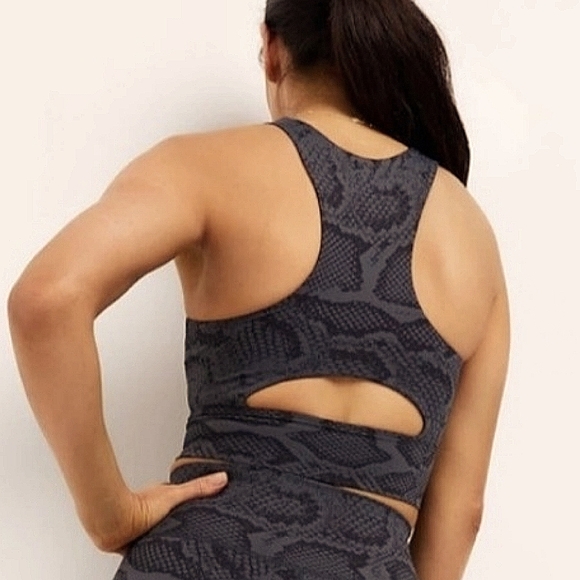 Anthropologie NWT ALL FENIX Long Yoga Sports Bra, Navy Blue Small - Picture 3 of 5